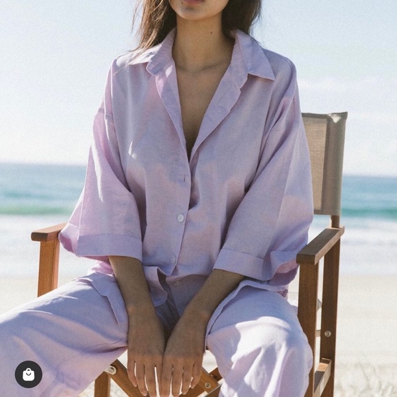 CHARLIE HOLIDAY JOELLE PANT LILAC HIGH RISE WIDE LEG - Picture 3 of 16